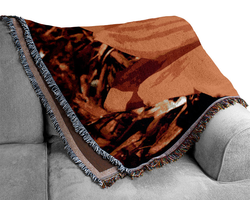 Fire Orange Beauty Woven Blanket