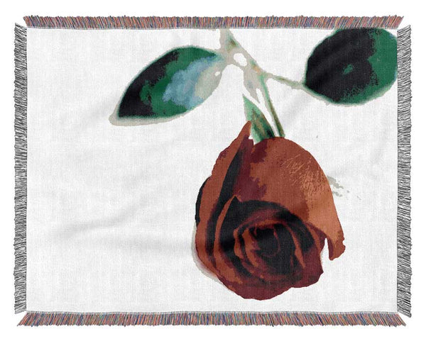 Single Red Rose For The One I Love Woven Blanket