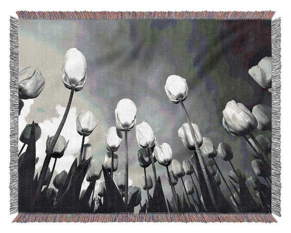 Black And White Tulip Skys Woven Blanket