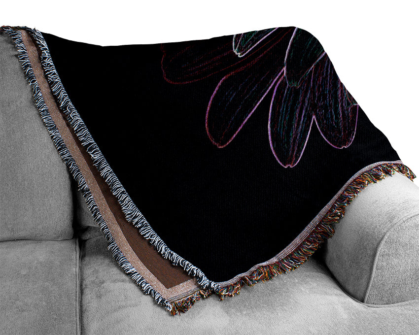 Abstarct Neon Floral 14 Woven Blanket