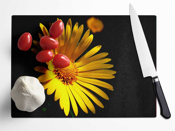 Golden Daisy Petals Glass Chopping Board