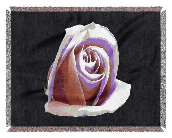 Pink Rose On Black Woven Blanket