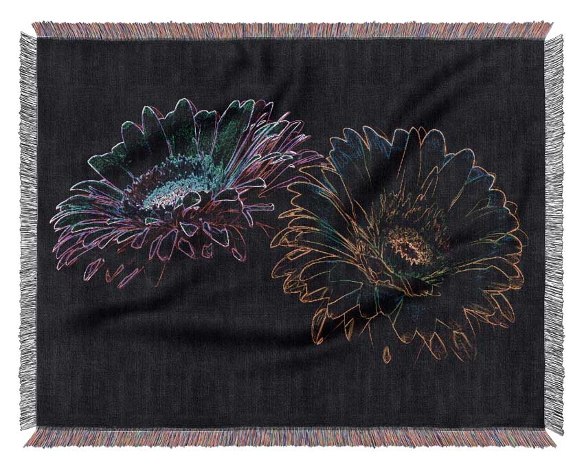 Abstarct Neon Floral 12 Woven Blanket