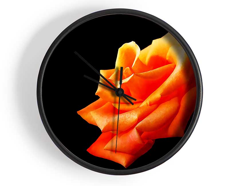 Single Orange Rose In Bloom Clock - Wallart-Direct UK