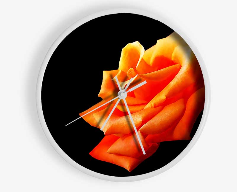 Single Orange Rose In Bloom Clock - Wallart-Direct UK