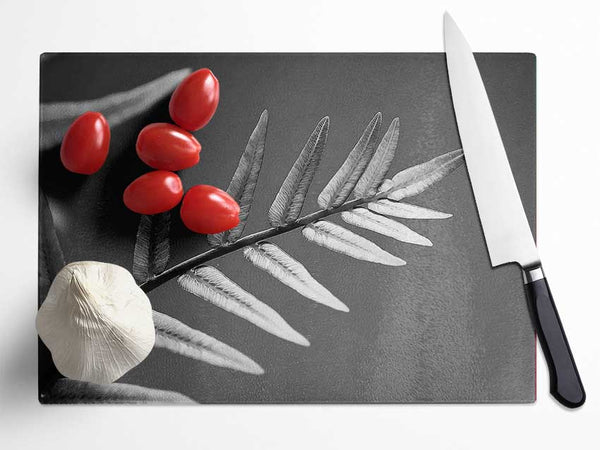 Grey Leaves Glass Chopping Board