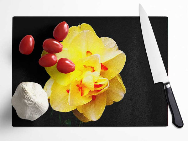 Yellow Star Flower Glass Chopping Board