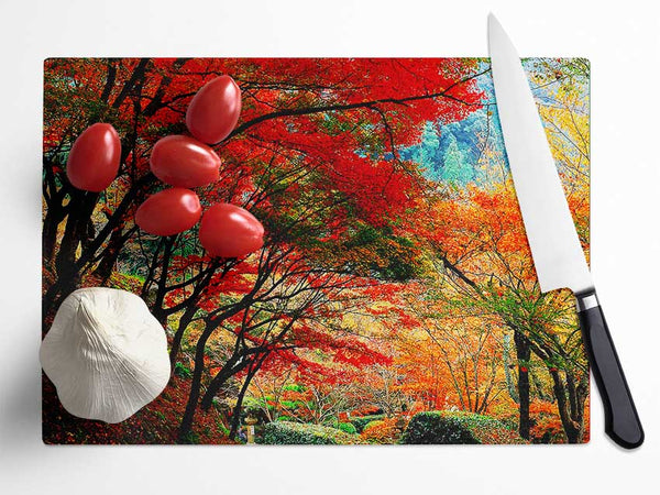 Autumn Tree Delight Glass Chopping Board