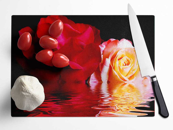 The Floating Roses Glass Chopping Board