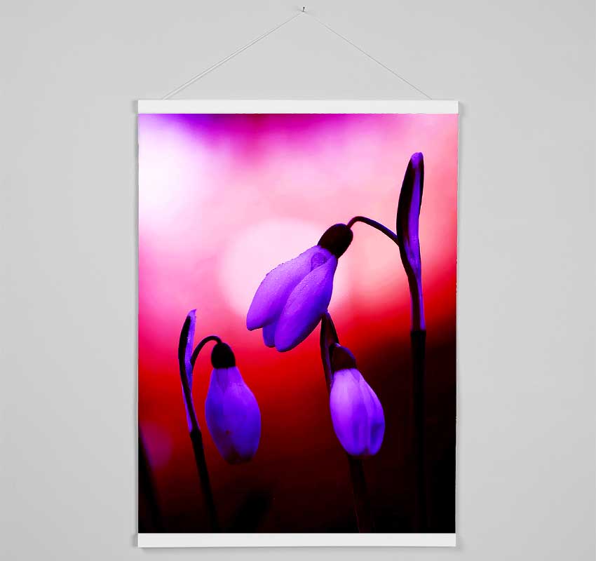 Violet Snowdrops Hanging Poster - Wallart-Direct UK