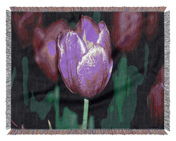 Purple Night Tulip Woven Blanket