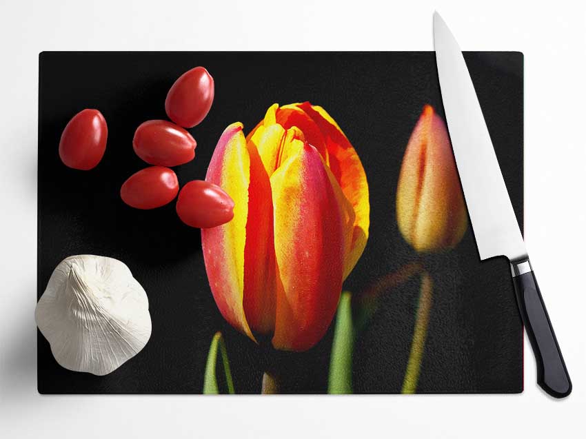 Tulips In A Bath Of Light Glass Chopping Board