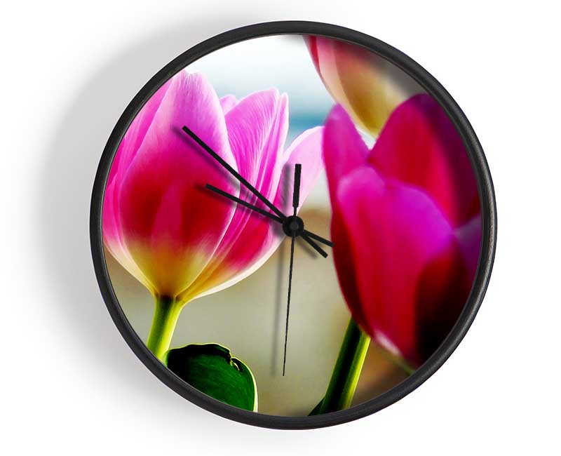 Pink Tulip Parade Clock - Wallart-Direct UK