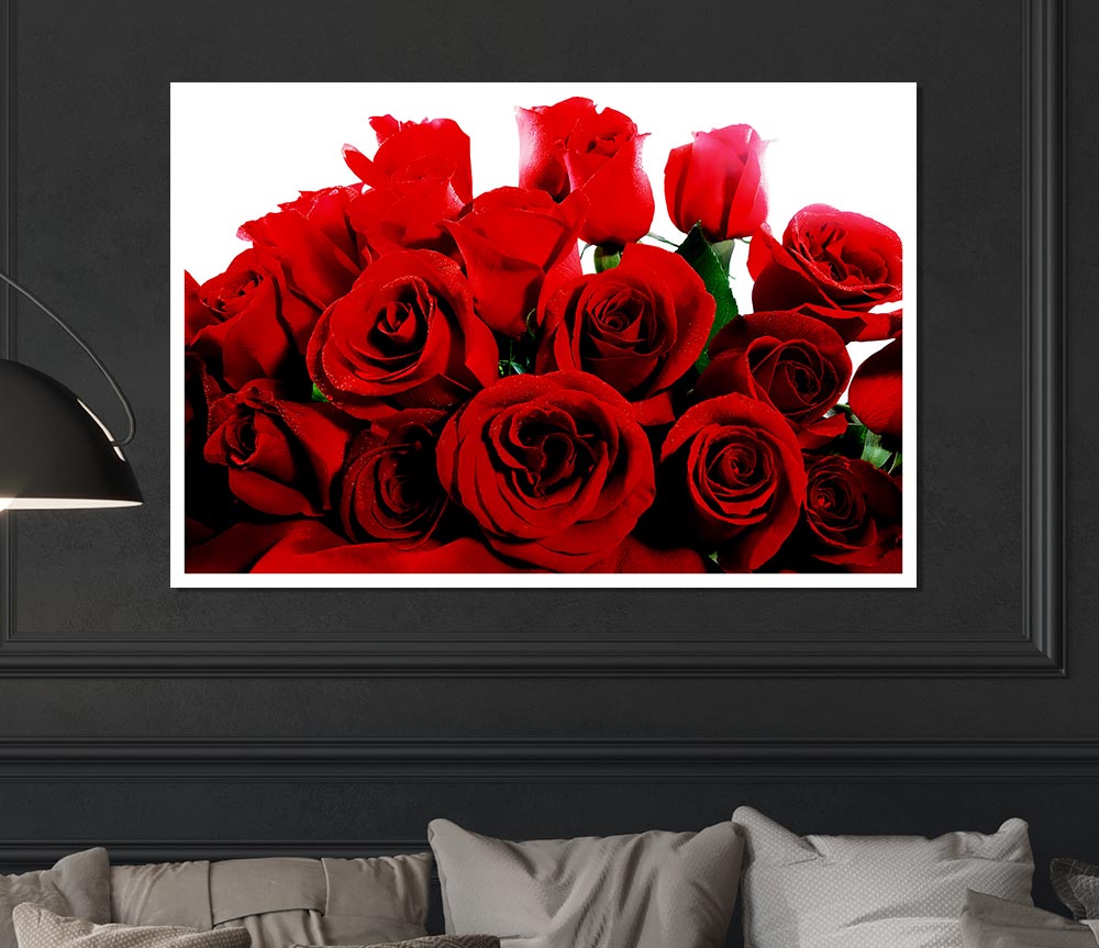 Bouquet Of Red Roses Print Poster Wall Art