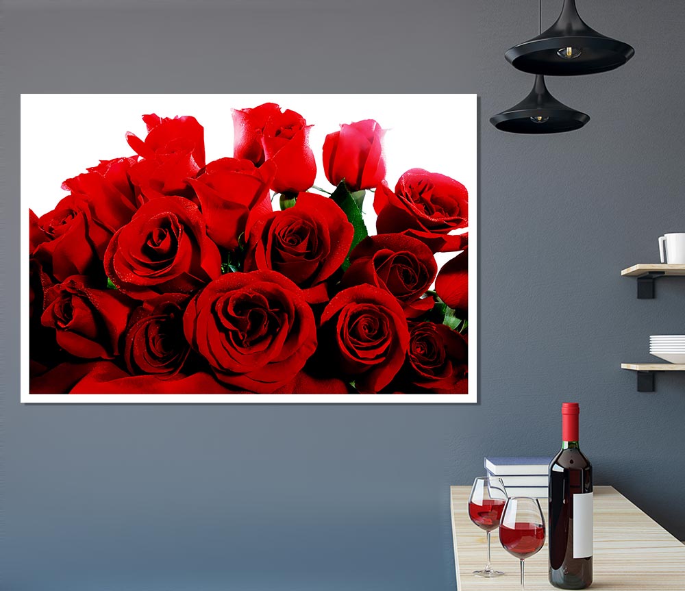 Bouquet Of Red Roses Print Poster Wall Art