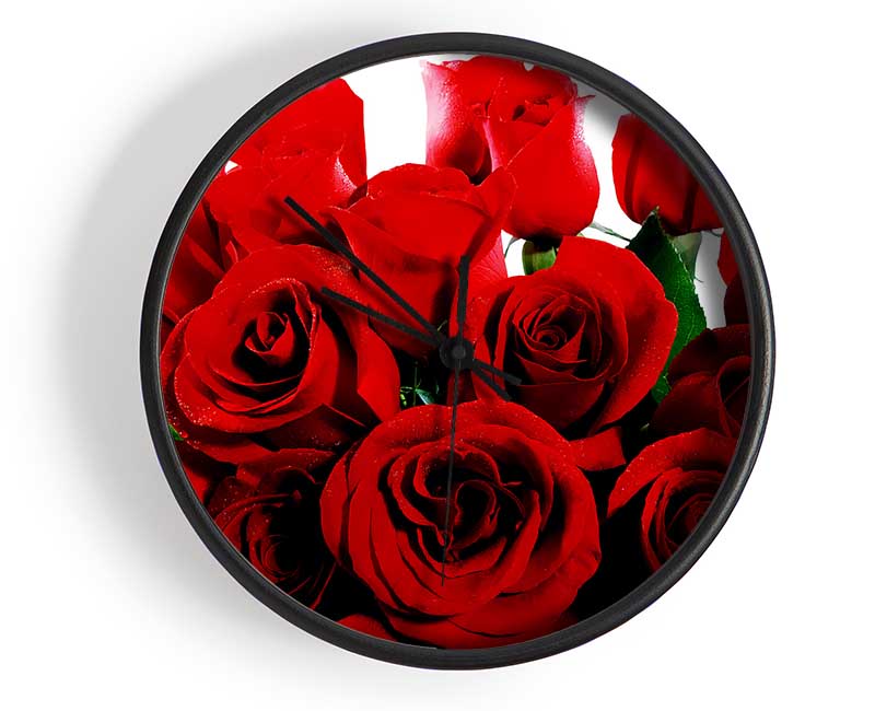 Bouquet Of Red Roses Clock - Wallart-Direct UK