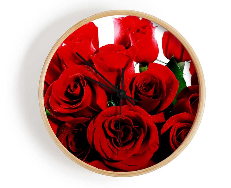 Bouquet Of Red Roses Clock - Wallart-Direct UK