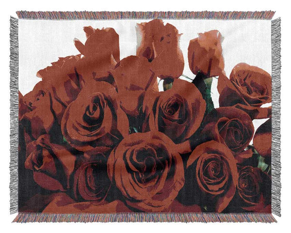 Bouquet Of Red Roses Woven Blanket