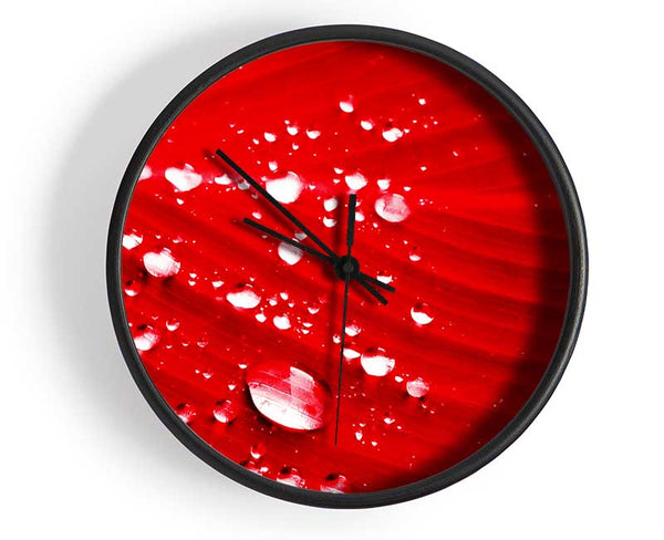 Red Water Droplets Clock - Wallart-Direct UK