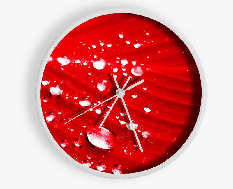 Red Water Droplets Clock - Wallart-Direct UK