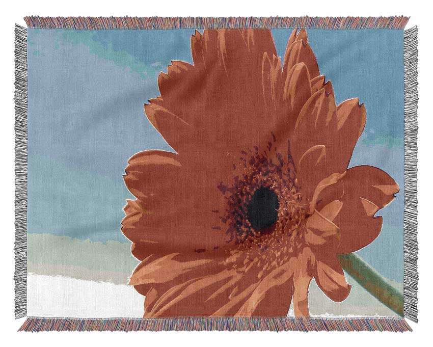 Orange Gerbera Skies Woven Blanket