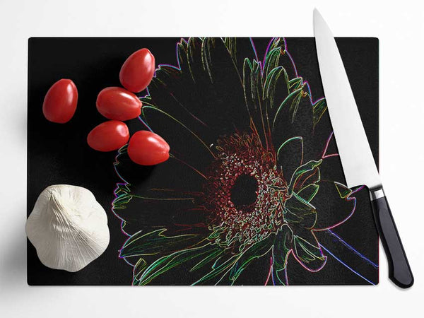 Abstarct Neon Floral 16 Glass Chopping Board