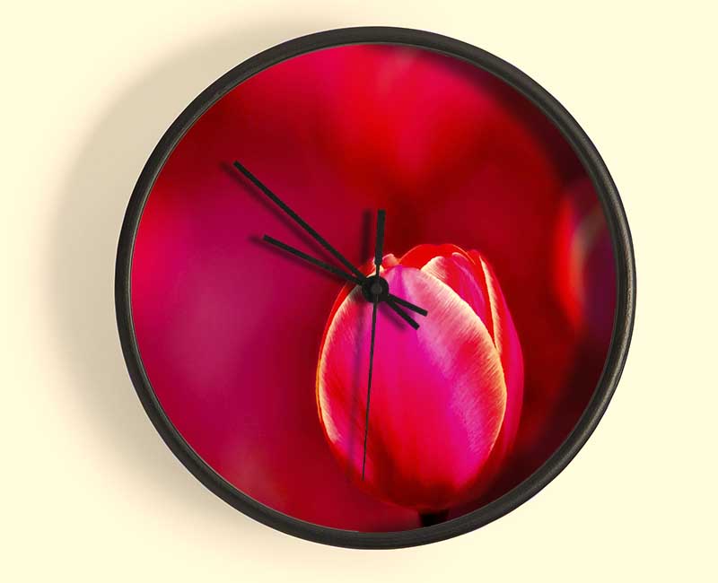 Pink Tulip Abstract Clock - Wallart-Direct UK