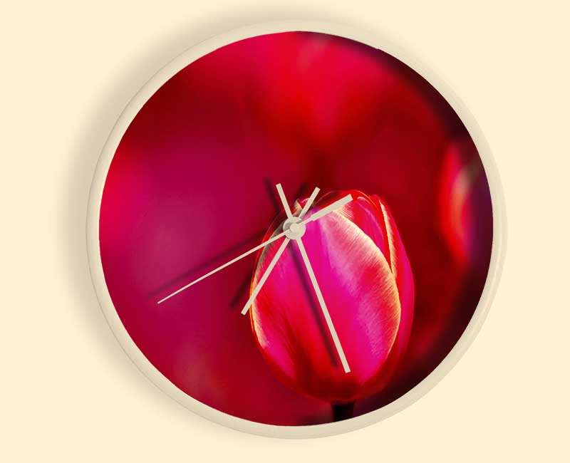 Pink Tulip Abstract Clock - Wallart-Direct UK