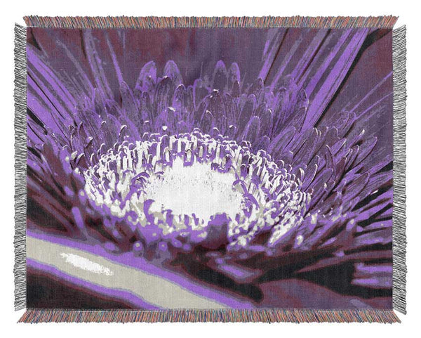 Daisy Centre Purple Woven Blanket