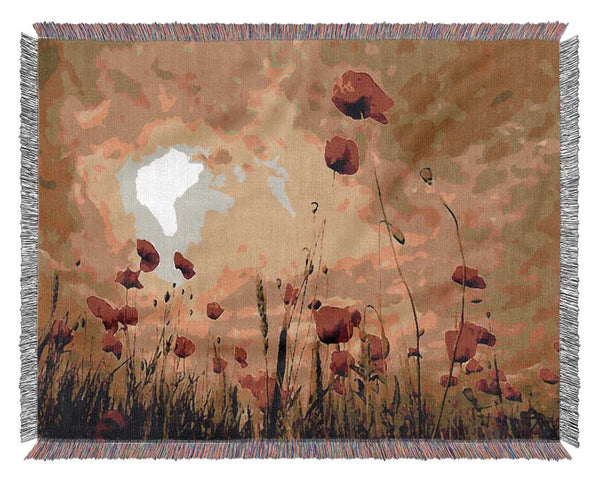 Red Poppy skies Woven Blanket