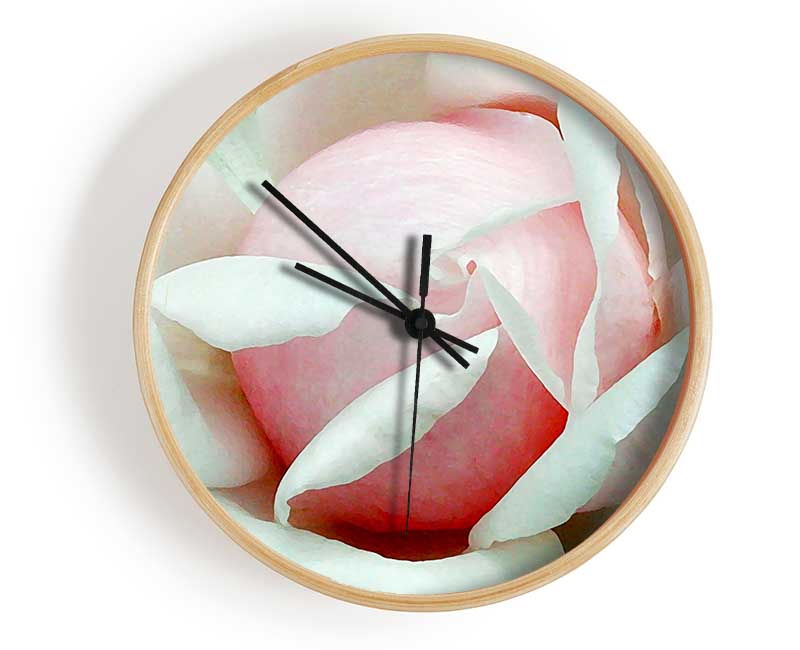 Soft Pink Rose Bud Clock - Wallart-Direct UK