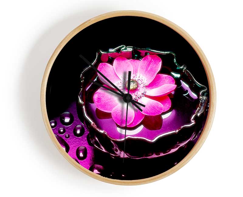 Pink Flower Splash Clock - Wallart-Direct UK