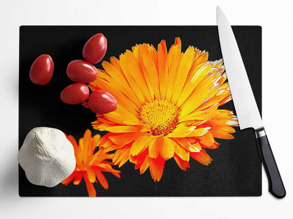 Vibrant Orange Gerberas Glass Chopping Board