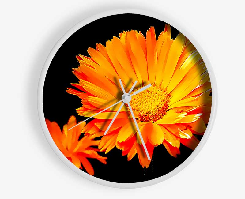 Vibrant Orange Gerberas Clock - Wallart-Direct UK