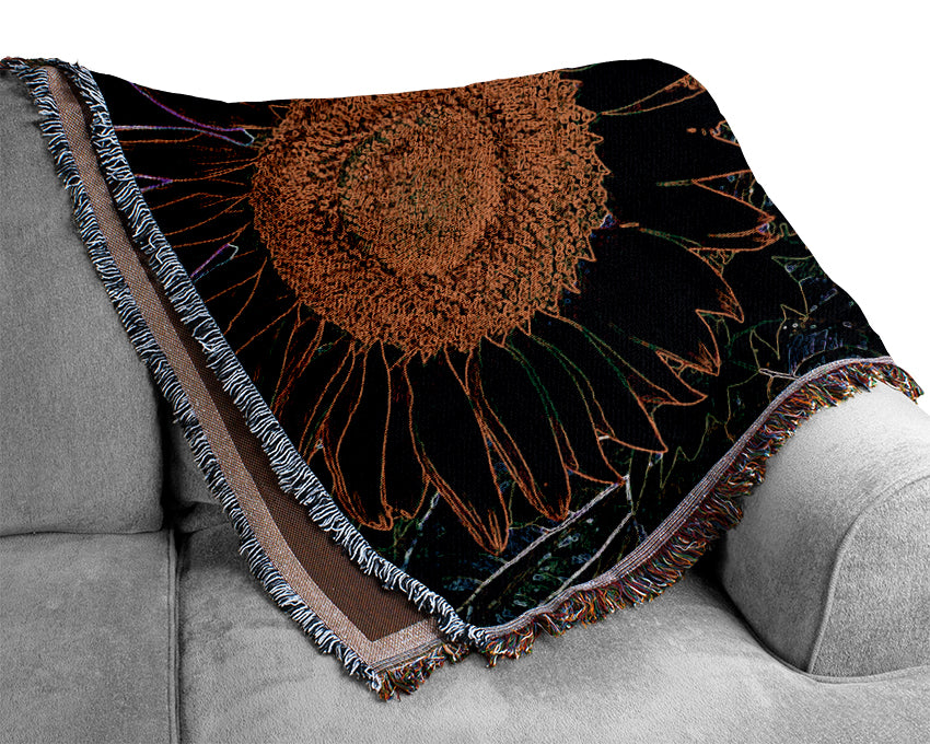 Abstarct Neon Floral 36 Woven Blanket