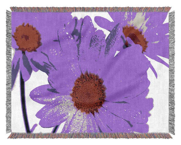 Purple Dew Drop Daisys Woven Blanket