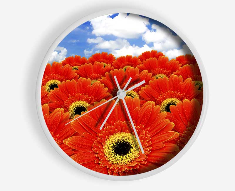 Orange Gerbera Heaven Clock - Wallart-Direct UK