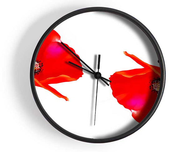 Twin Poppy Abstract Clock - Wallart-Direct UK