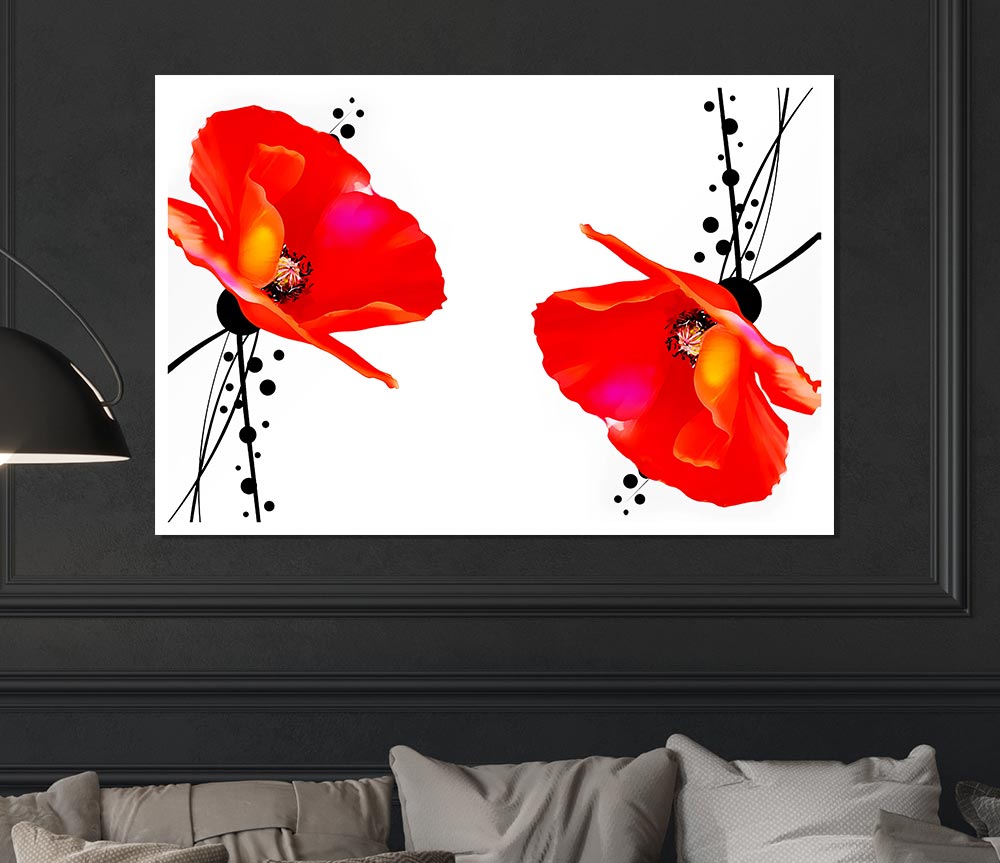 Twin Poppy Abstract Print Poster Wall Art