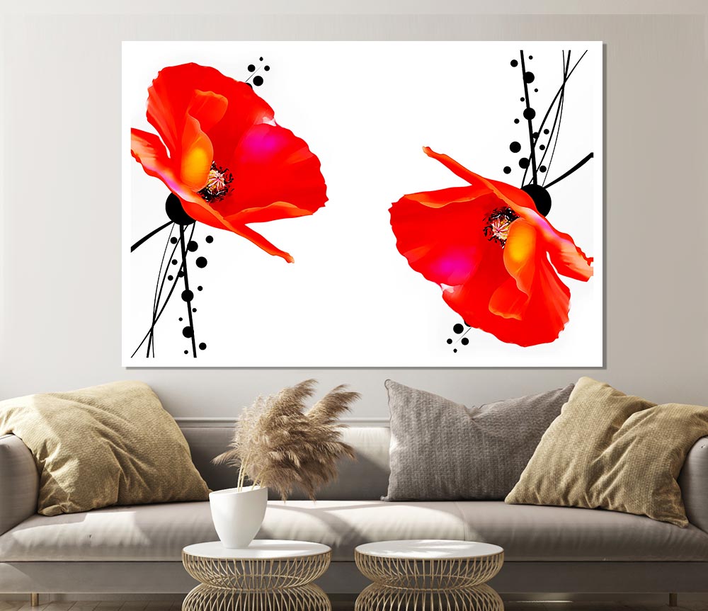 Twin Poppy Abstract Print Poster Wall Art