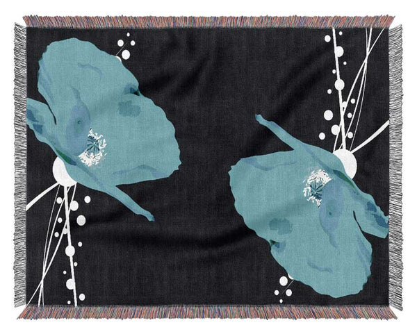 Blue Poppy Abstract Woven Blanket