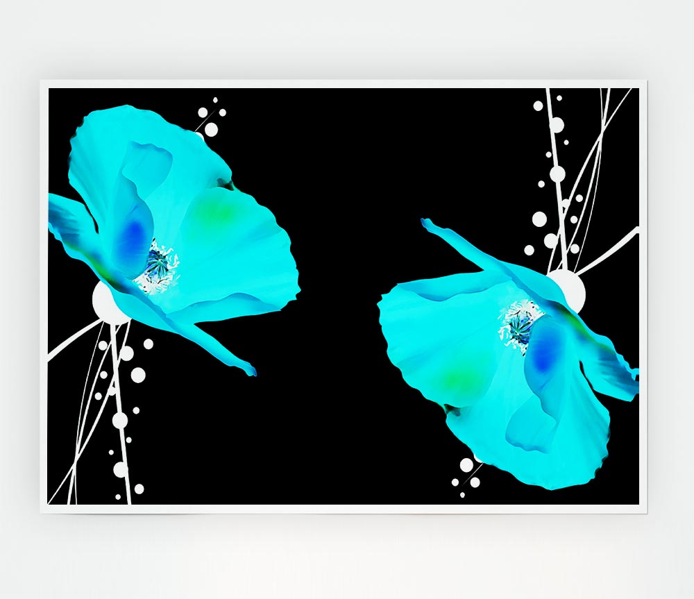 Blue Poppy Abstract Print Poster Wall Art