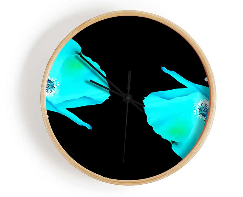 Blue Poppy Abstract Clock - Wallart-Direct UK