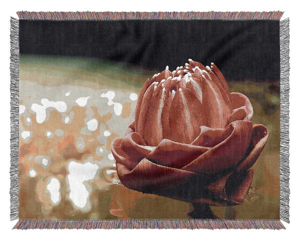 Pink Water Lily Sparkle Woven Blanket