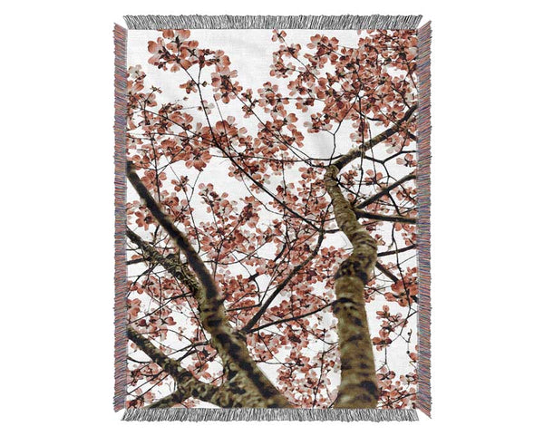 Pink Cherry Blossom Tree Woven Blanket