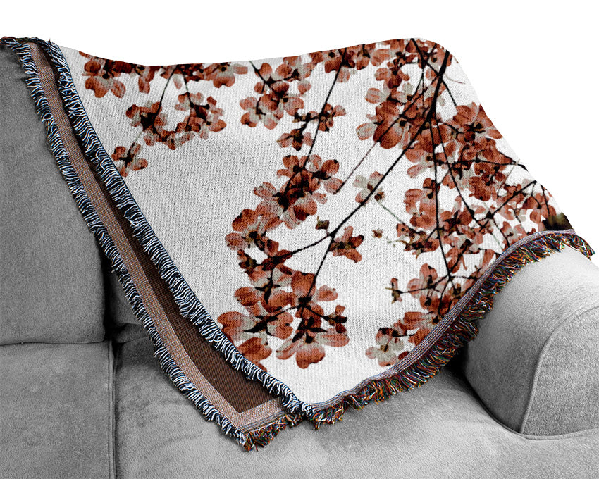 Pink Cherry Blossom Tree Woven Blanket