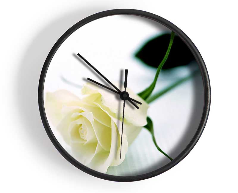 Single White Rose Clock - Wallart-Direct UK