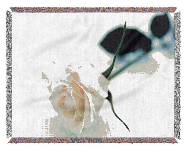 Single White Rose Woven Blanket