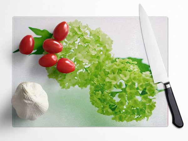 Green Rhododendron Glass Chopping Board