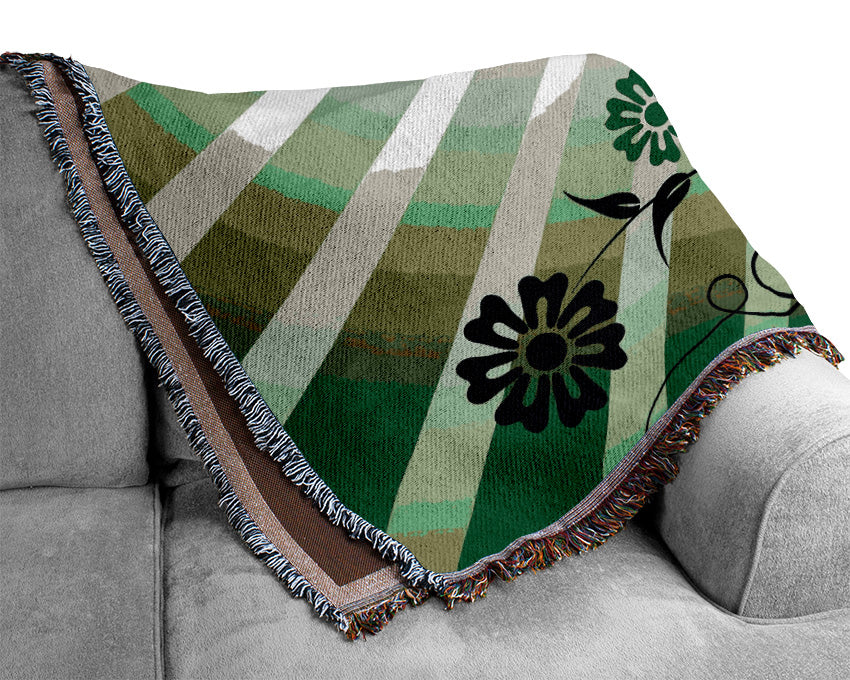 Green Sunrays Woven Blanket